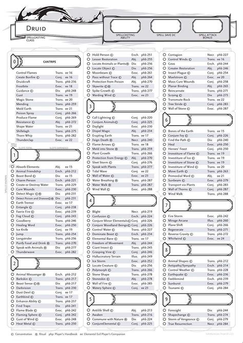 5e druid spells|druid spell list 5e.